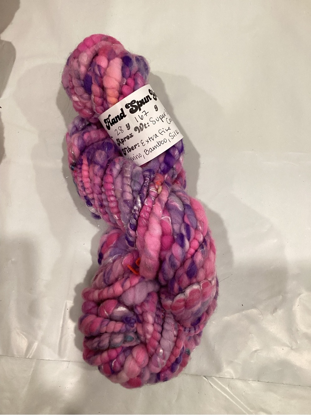 Flockfest fiber arts hand spun art yarn in colorway Girls Club